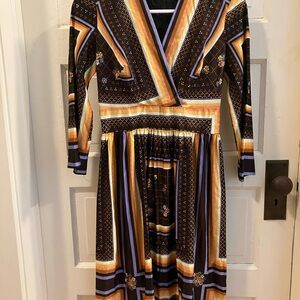 San Francisco Solo Brown and Orange Long Sleeve Dress